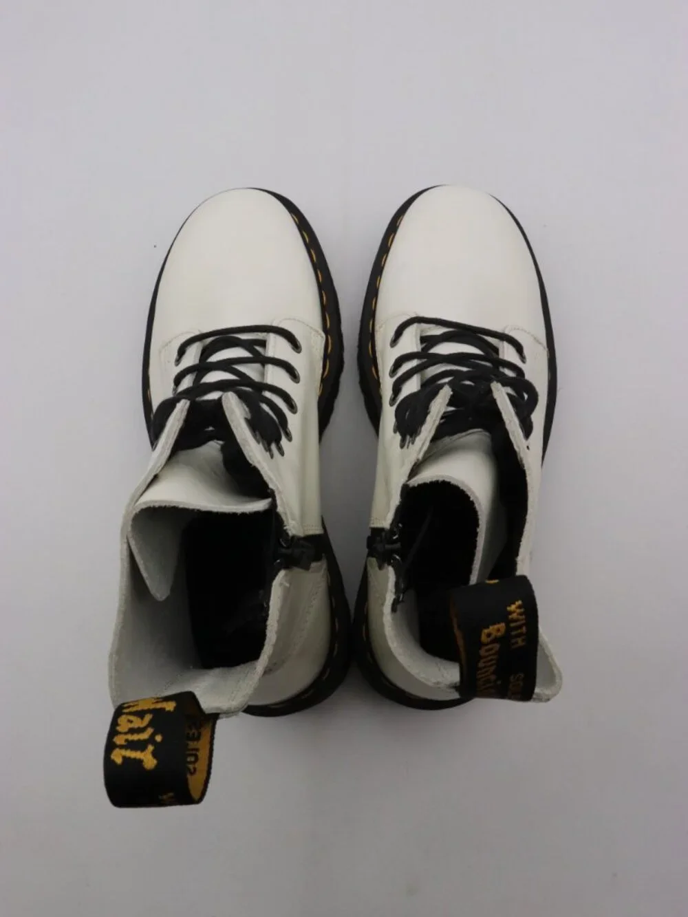 Doc Dr. Martens Jadon Women’s 10 Ankle Platform Boots Lace-Up Zip White Leather